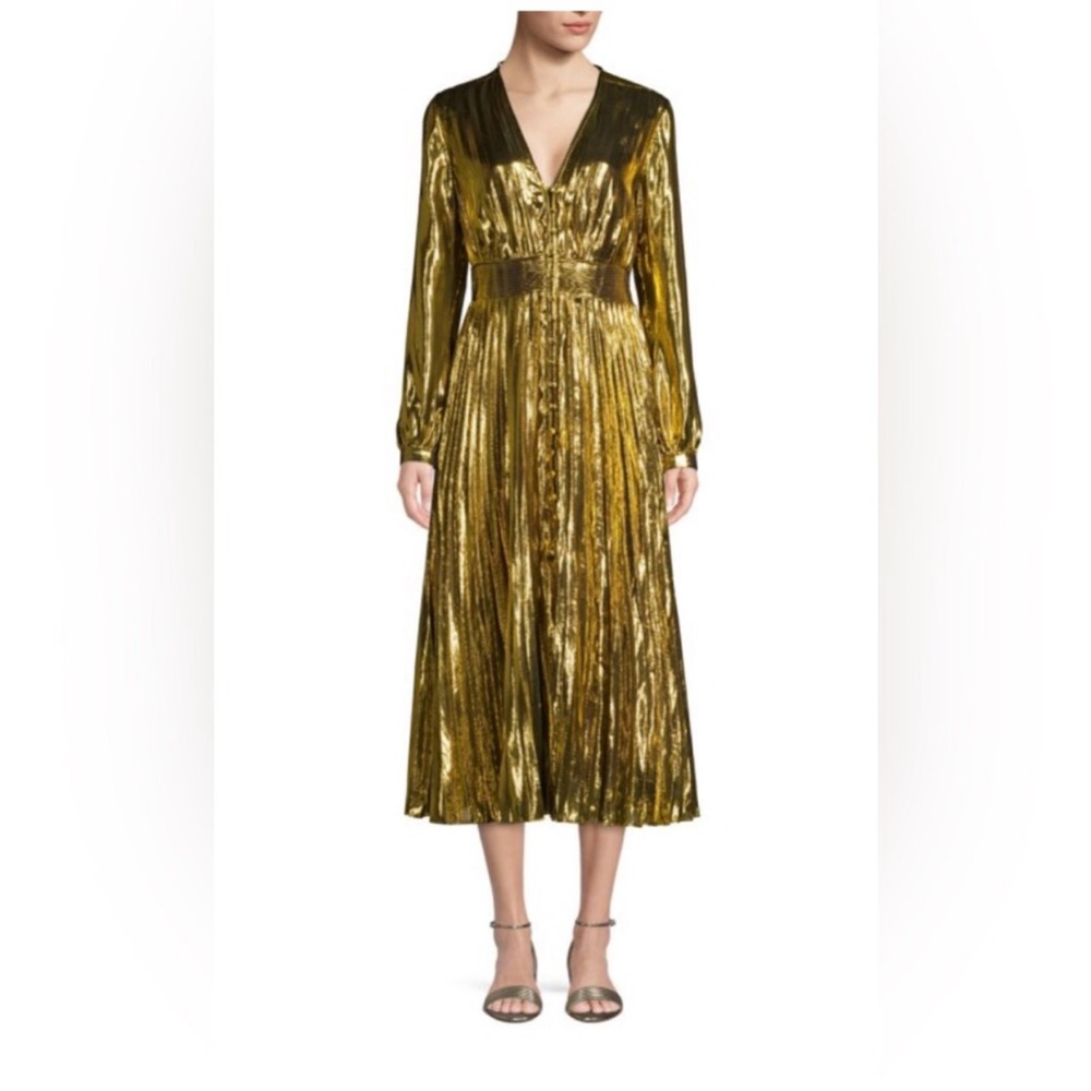 Equipment Femme Macin Pleated Midi Dress Silk Blend